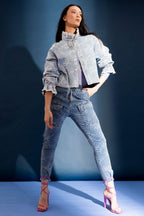 Light Floral Denim Jacket