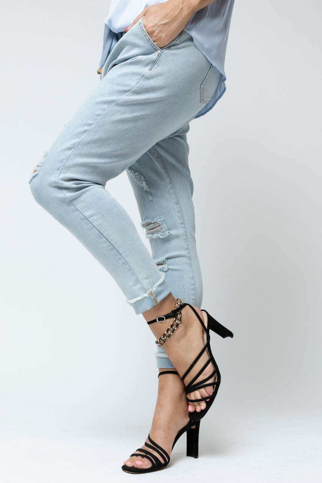 Pale Denim Drawstring Jeans - FINAL SALE
