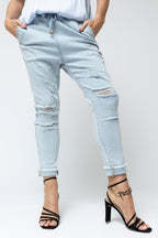 Pale Denim Drawstring Jeans - FINAL SALE