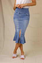 Sky Denim Flounce Skirt - SALE