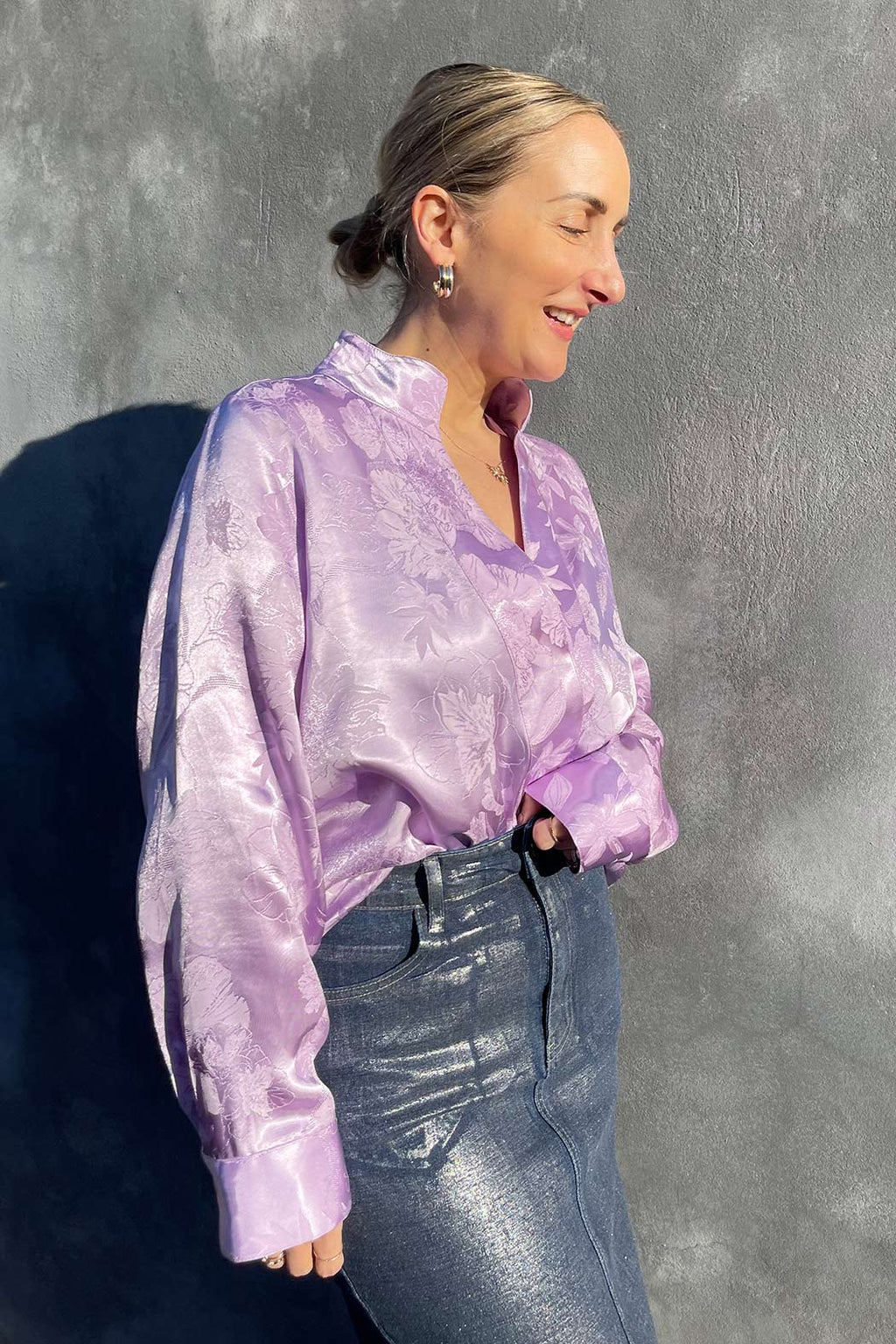 Lilac Jacquard Milan Blogger Shirt