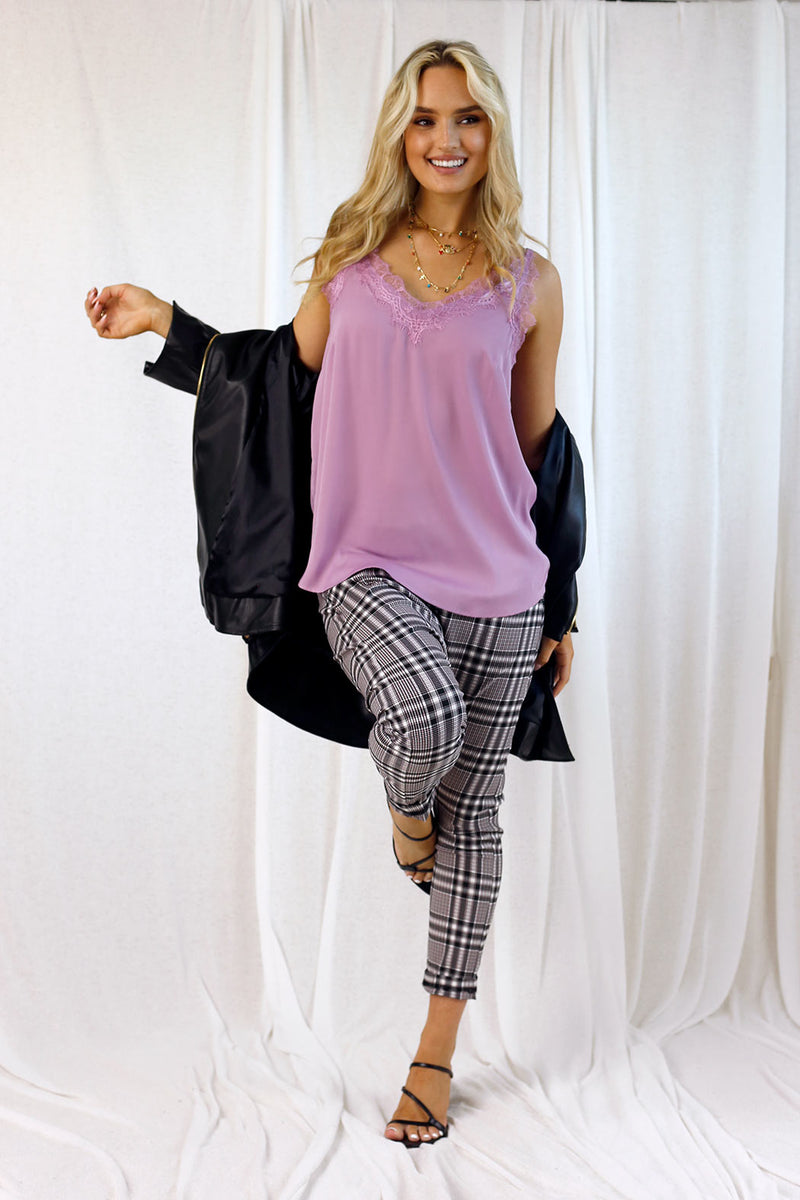 Mauve Seta Lace Cami - FINAL SALE