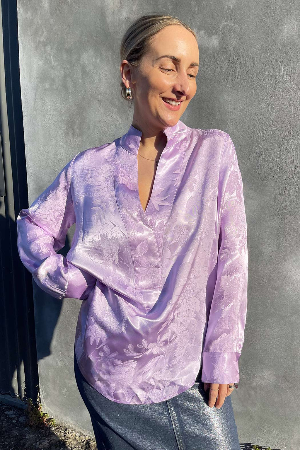 Lilac Jacquard Milan Blogger Shirt