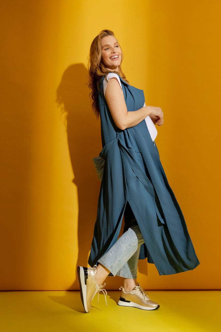 Slate Euro Longline Belted Vest