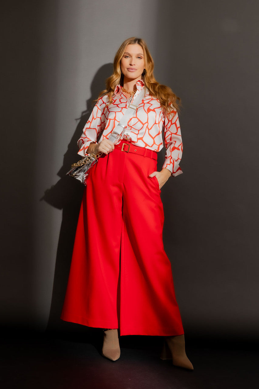 Orange/White Silky Asana Shirt