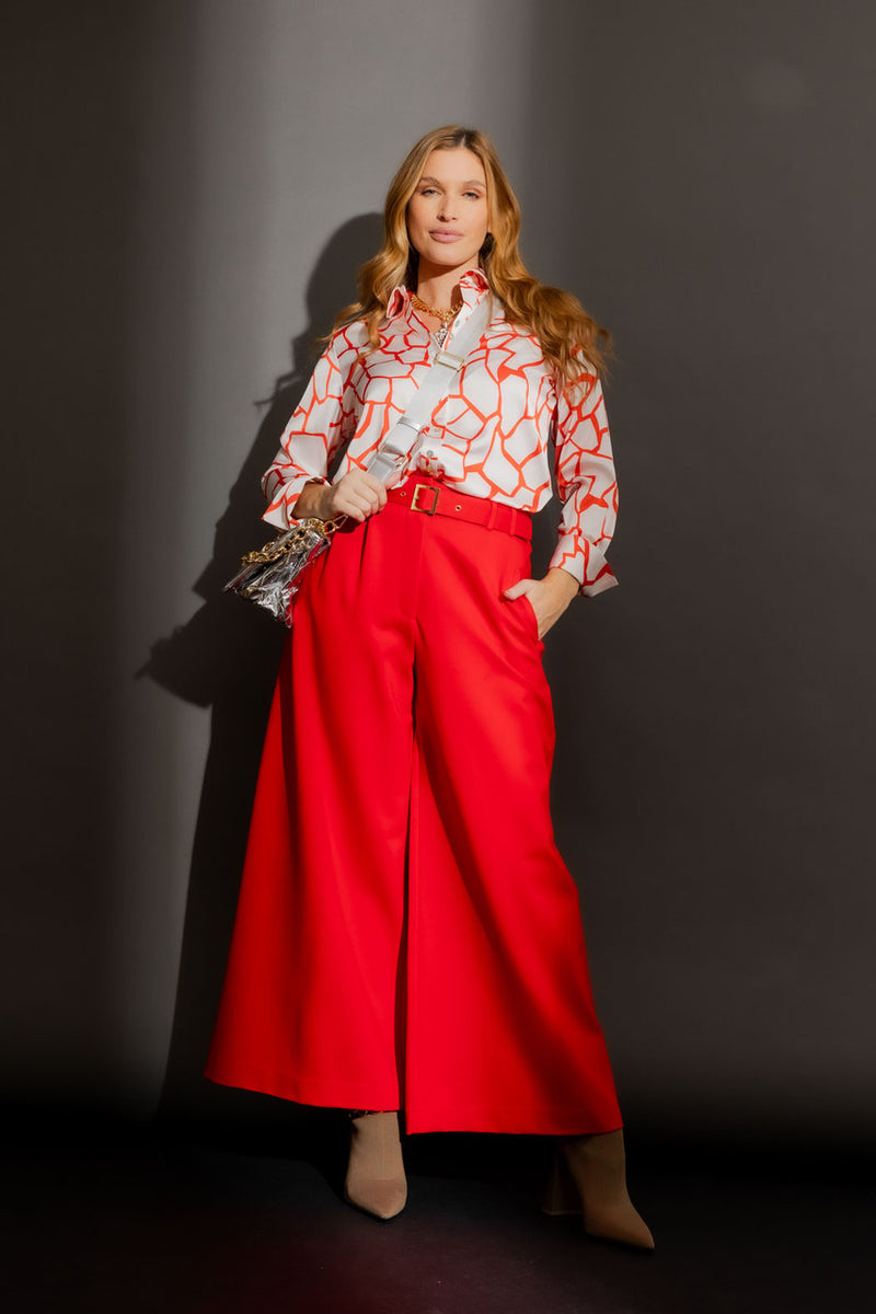 Orange/White Silky Asana Shirt