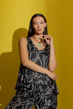 Black/White Frill Bell Cami