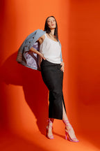 Black Pull On Cargo Skirt