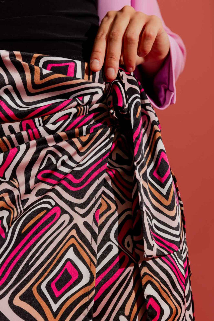 Pink Swirl Knot Front Skirt Pink Swirl