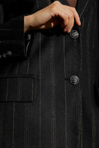 Black Stripe Lurex Oversized Blazer Black Stripe