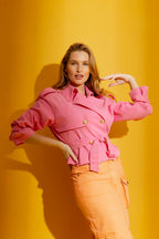 Pink Denim Crop Trench