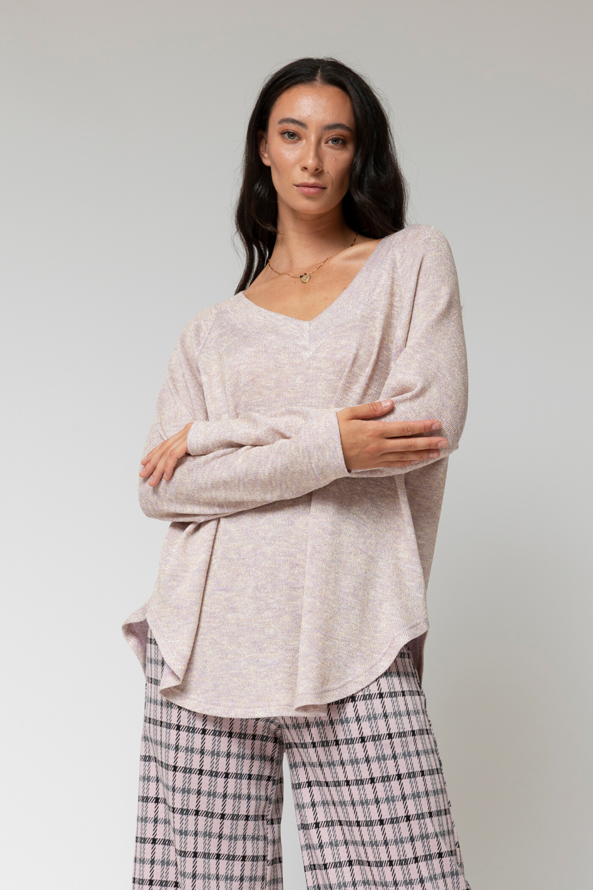 Lilac Sparkle V Top Jumper - Final Sale