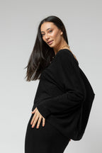 Black Ava V Neck Jumper