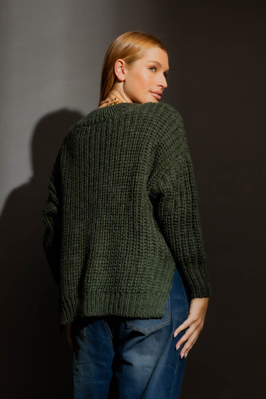 Khaki V Neck Jumper Khaki S
