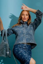 Mid Denim Floral Jacket