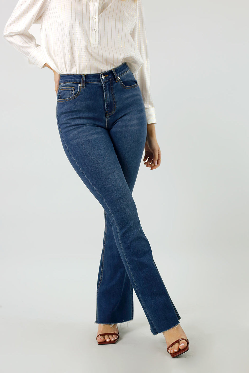 Chambray Denim Flare Jean