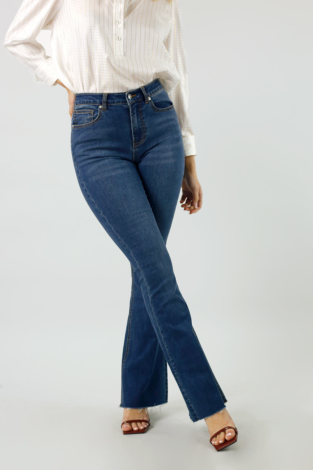 Chambray Denim Flare Jean