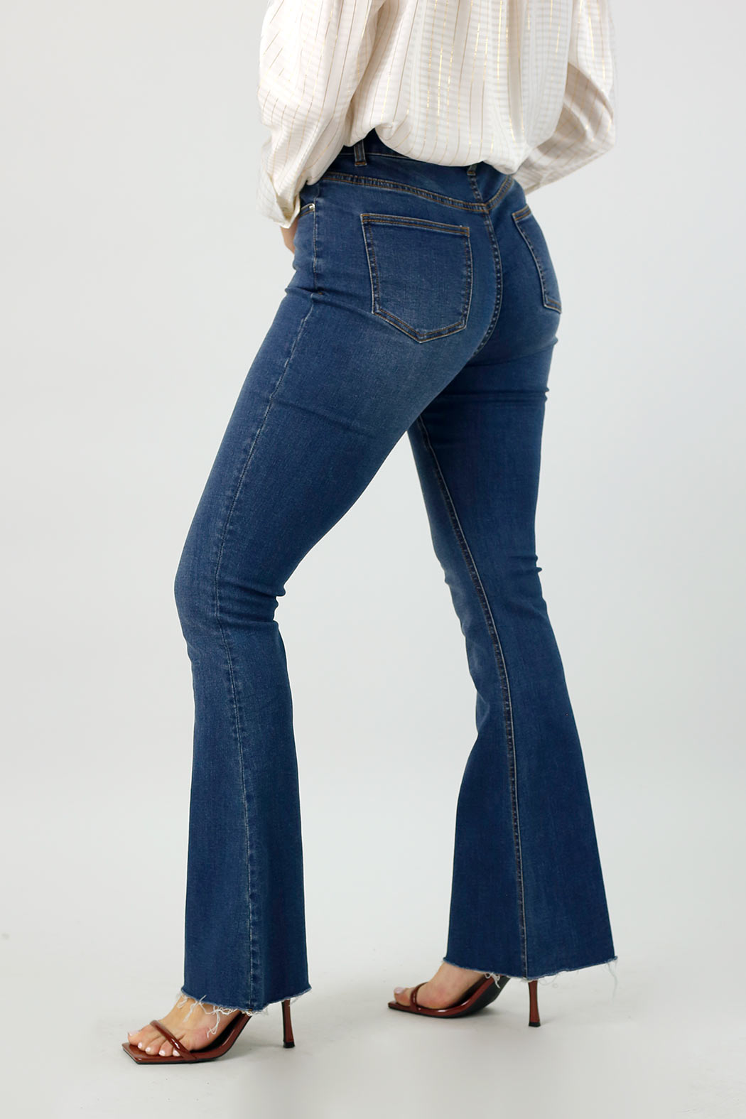 Chambray Denim Flare Jean