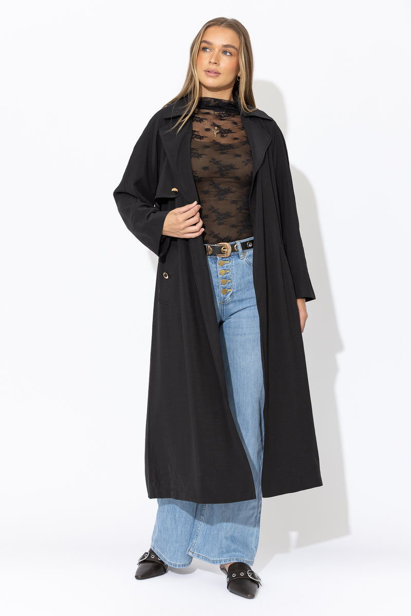 Black Luxury Trench Coat