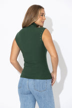 Forest Tencel Stud HIgh Neck Cami