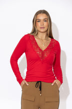 Red Tencel Lace Lust Top