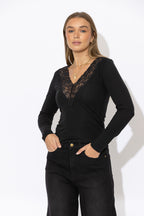 Black Tencel Lace Lust Top