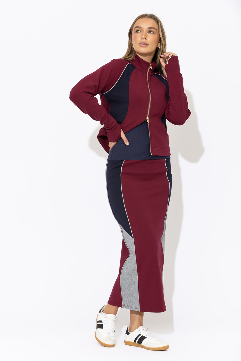 Raspberry Scuba Movement Skirt