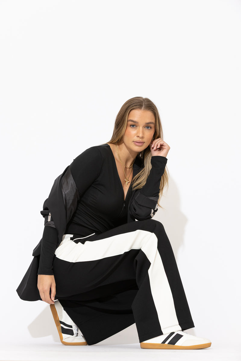 Black Scuba Panel Pant