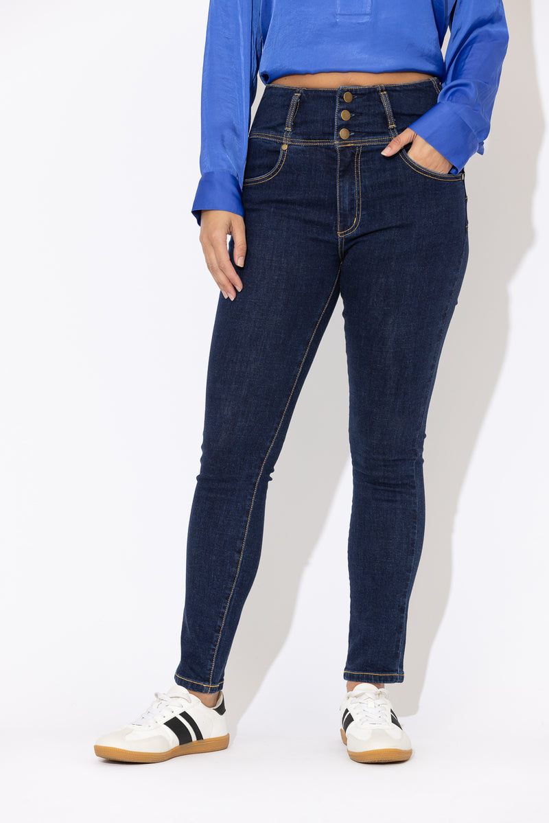 Dark Denim Waist Sculpt Corset Jean