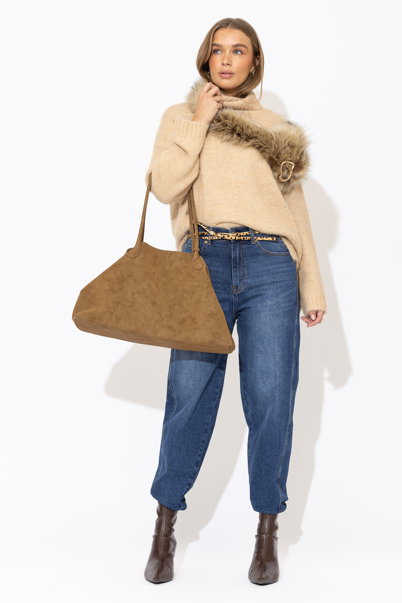 Caramel Roll Neck Jumper