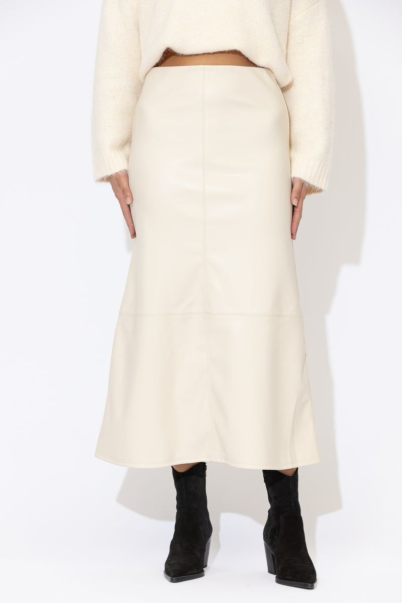 Ivory Faux Leather Skirt