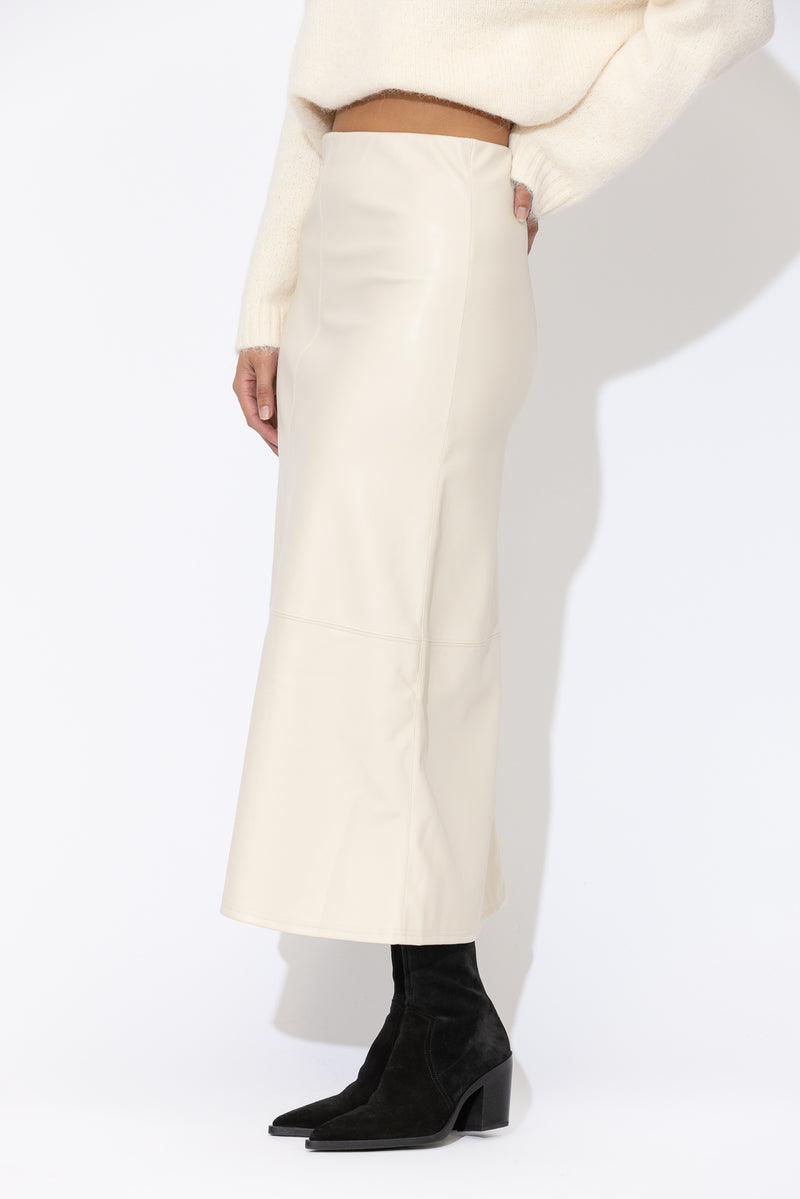 Ivory Faux Leather Skirt
