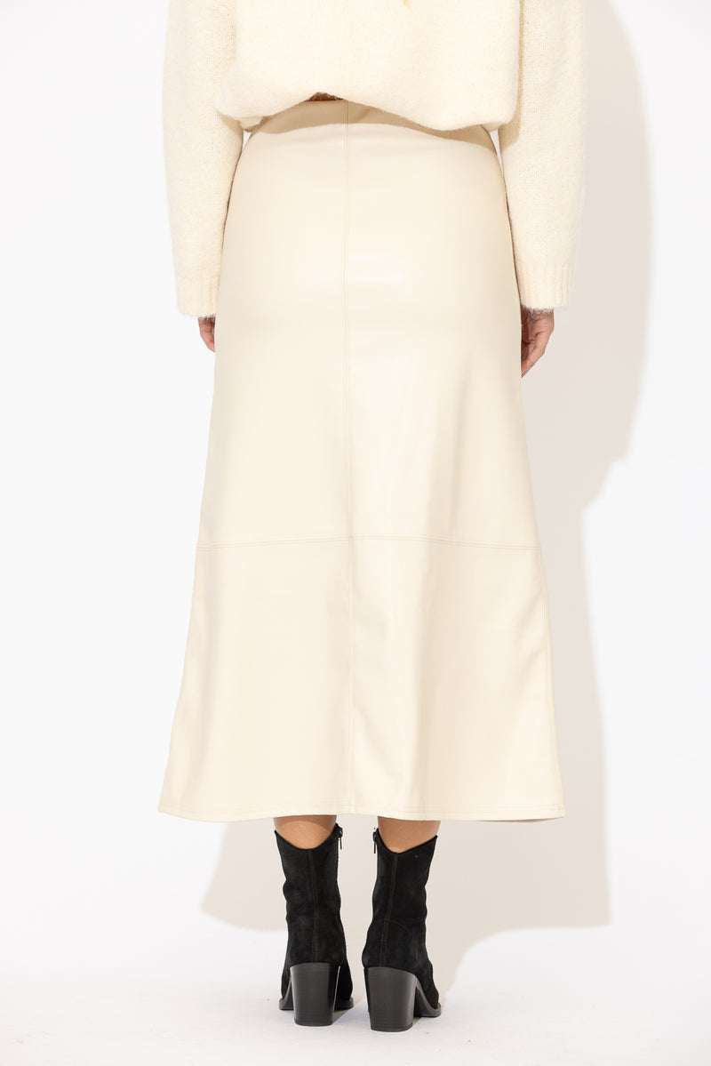 Ivory Faux Leather Skirt