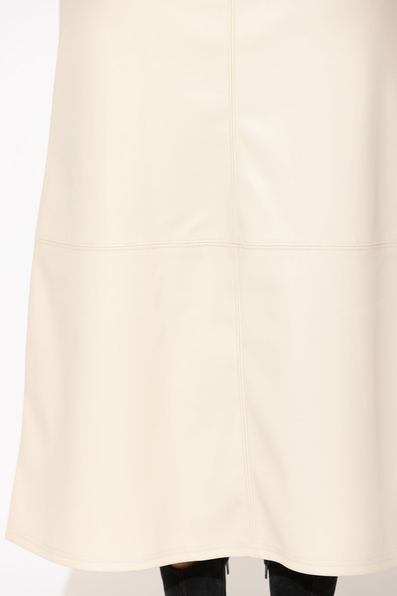 Ivory Faux Leather Skirt