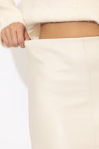 Ivory Faux Leather Skirt