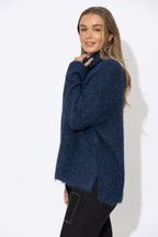 Navy Roll Neck Jumper