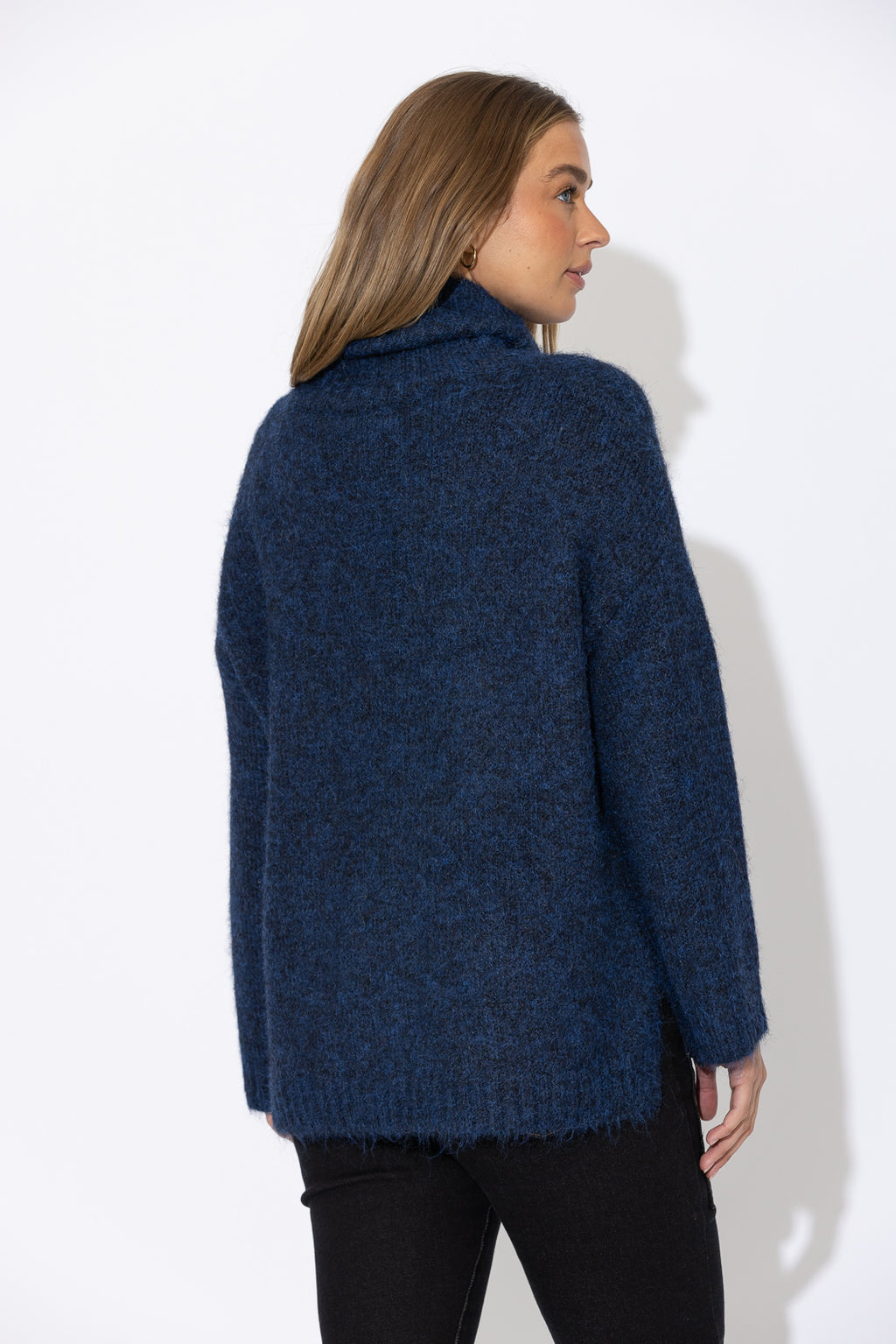 Navy Roll Neck Jumper
