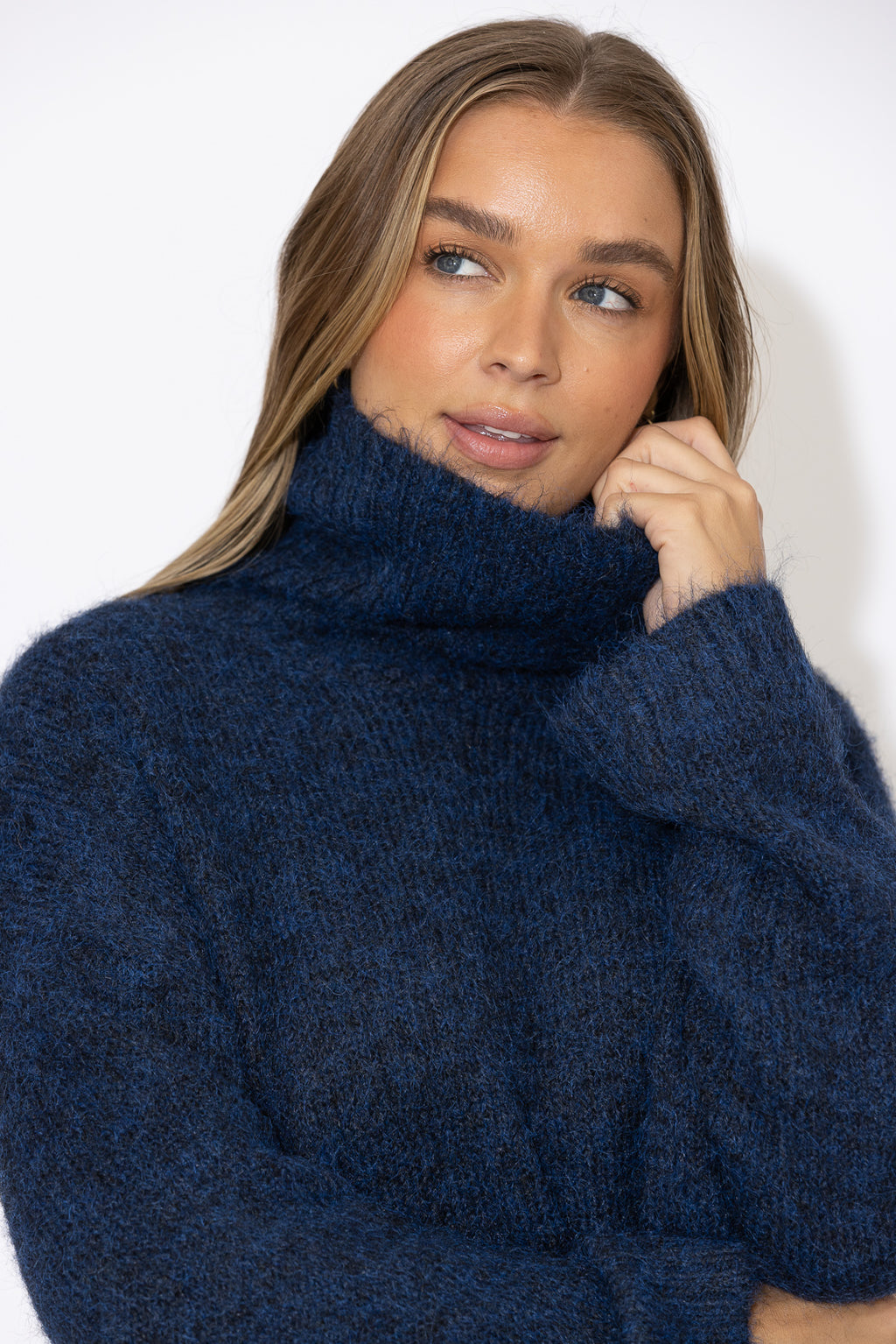 Navy Roll Neck Jumper