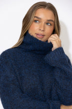 Navy Roll Neck Jumper