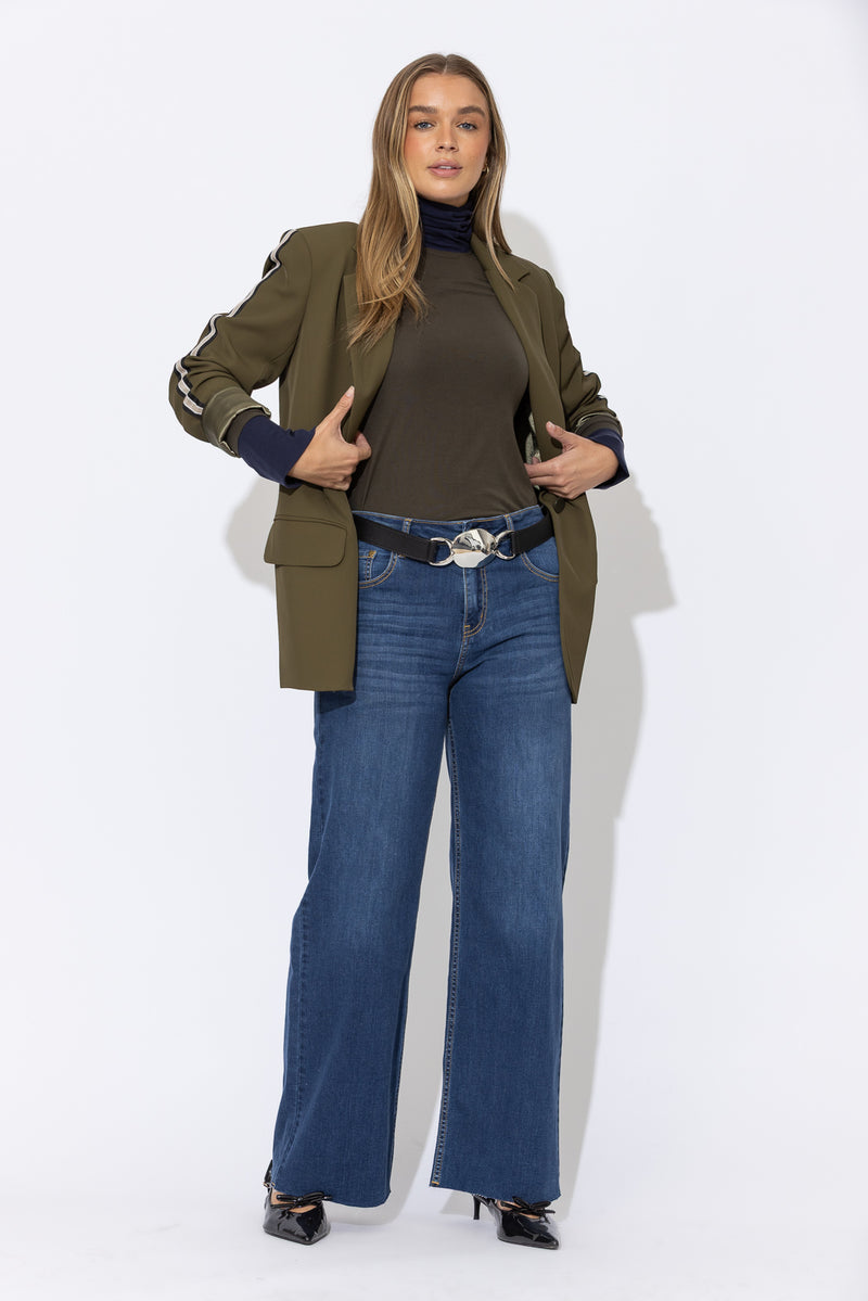 Mid Denim Mid Rise Wide Leg Jean