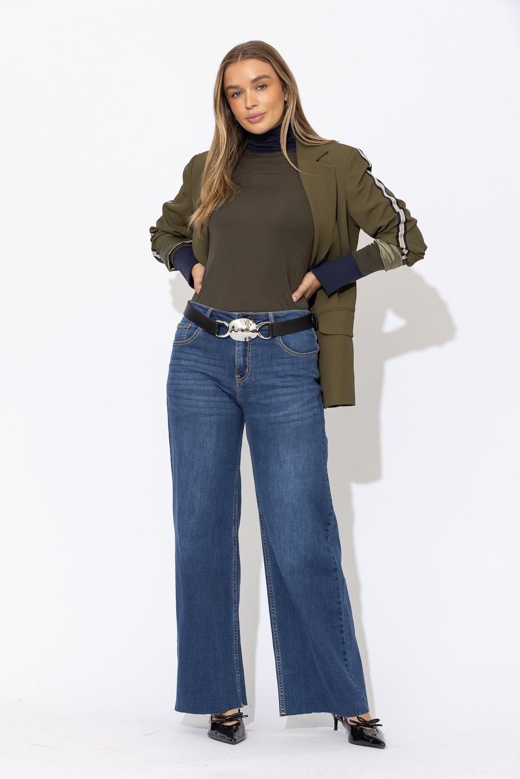 Khaki Tencel Turtle Neck Top
