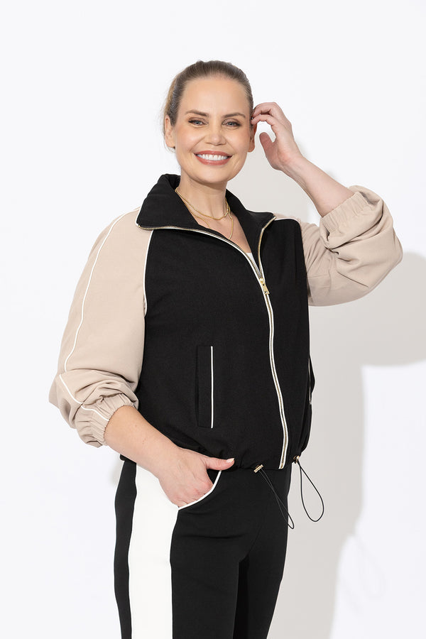 Oatmeal Contrast Bomber Jacket