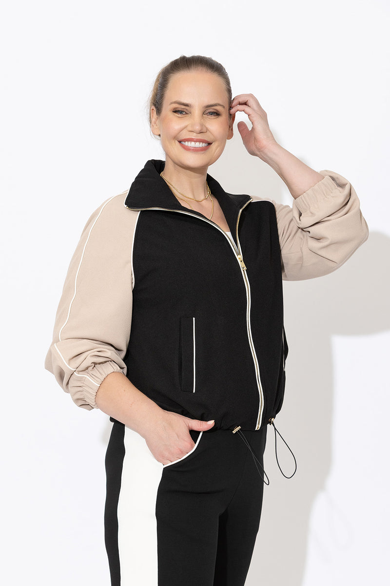 Oatmeal Contrast Bomber Jacket