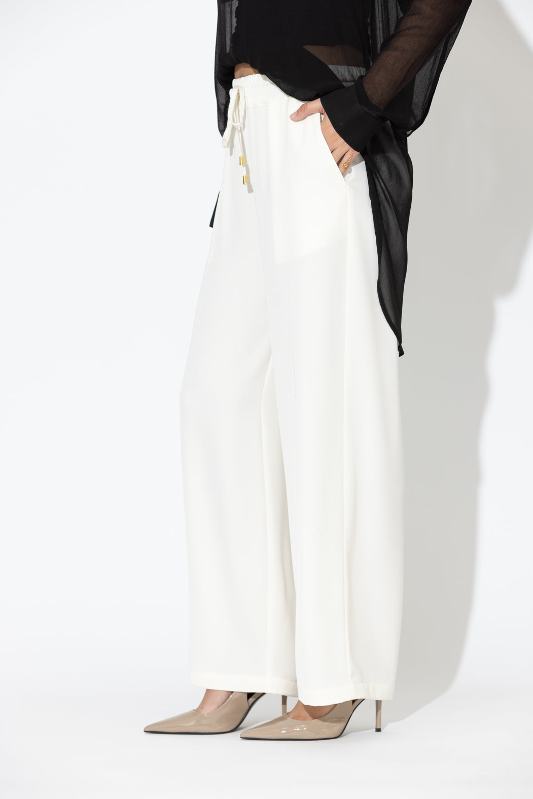 Ivory Drape Drawstring Pant