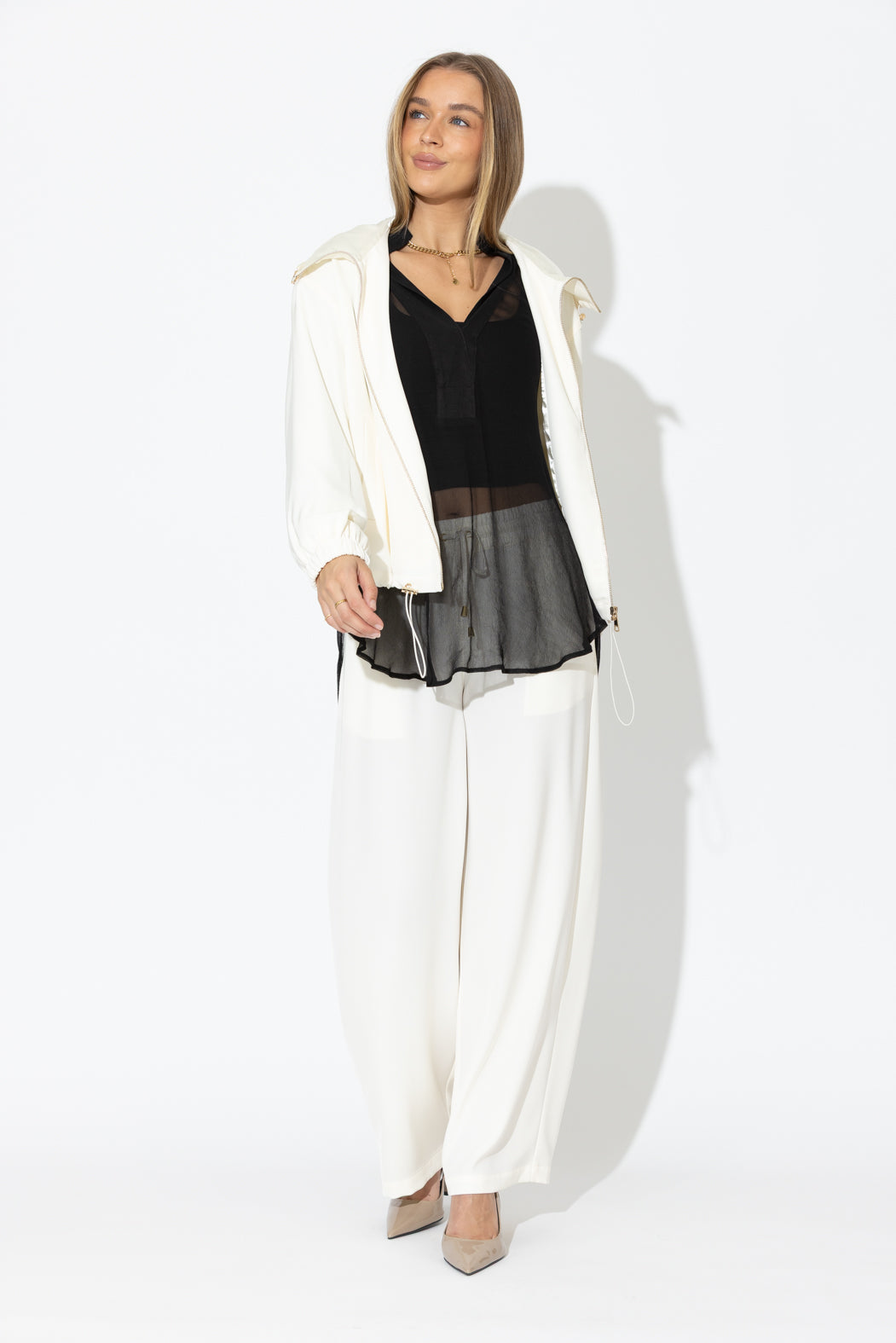 Ivory Drape Drawstring Pant
