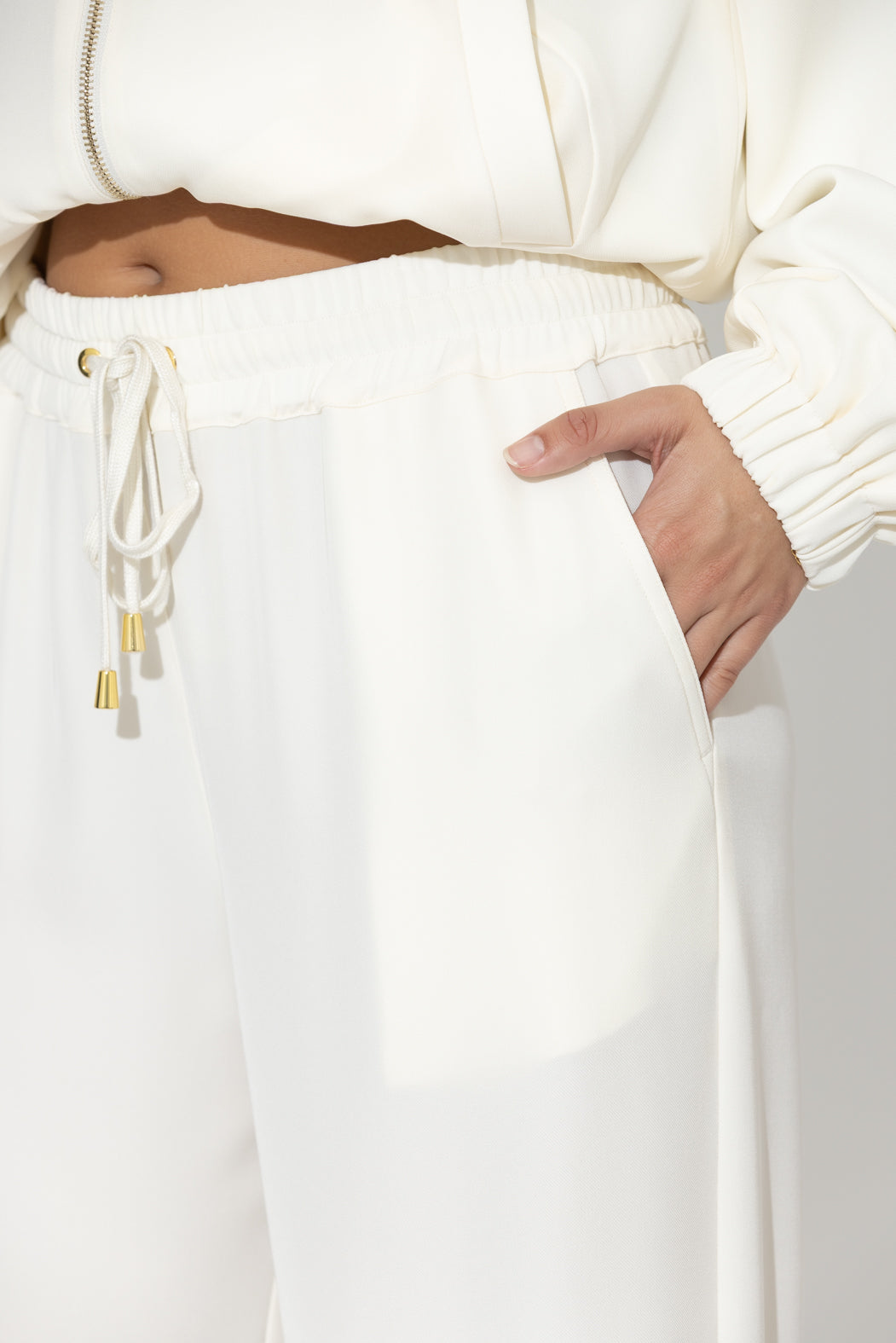 Ivory Drape Drawstring Pant