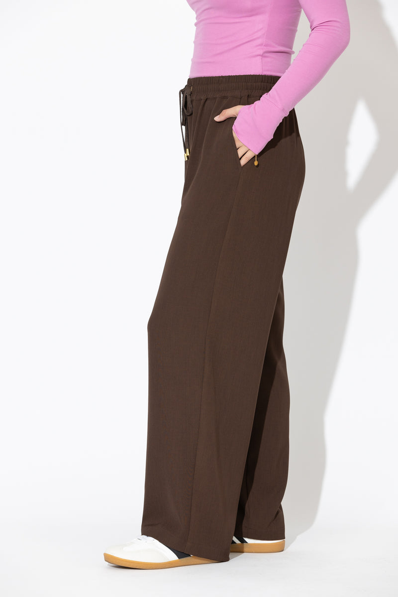 Chocolate Drape Drawstring Pant
