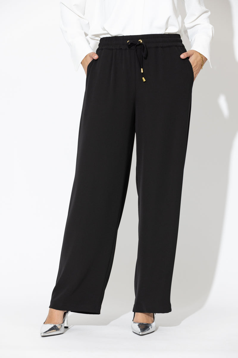 Black Drape Drawstring Pant
