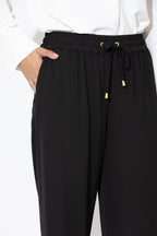 Black Drape Drawstring Pant