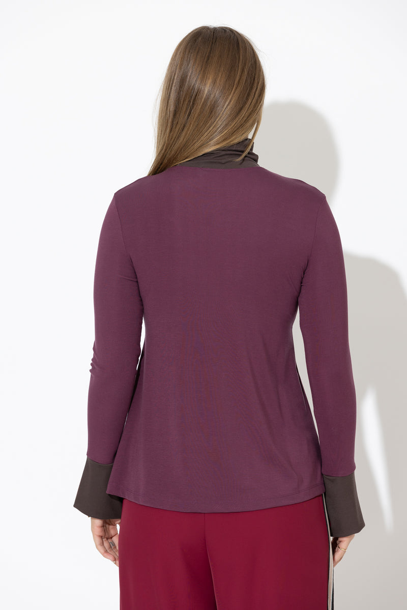 Cherry Tencel Turtle Neck Top